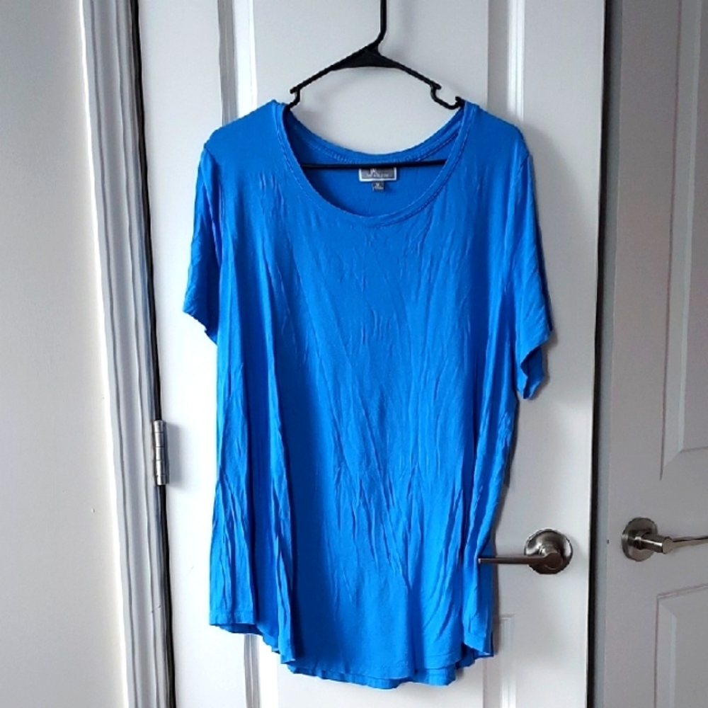 JM Collection Blue Relaxed Short Sleeve T-Shirt 1x
